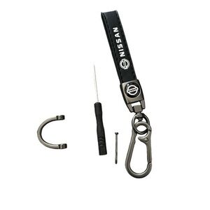 NWT Nissan Leather Keychain Car Key Ring With D Ring Fob Holder